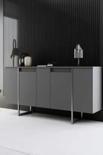 Luxe Console | 100% MELAMINE | Antraciet, Zilver – kavel bij Openbare Verkopen, Beveren-Leie