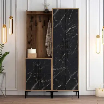 Berlin BA Kapstok | 100% MELAMINE | Walnoot, Zwart – kavel bij Openbare Verkopen, Beveren-Leie