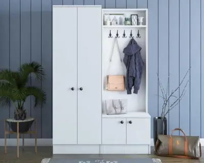 M11 Kapstok | 100% MELAMINE | Wit – kavel bij Openbare Verkopen, Beveren-Leie