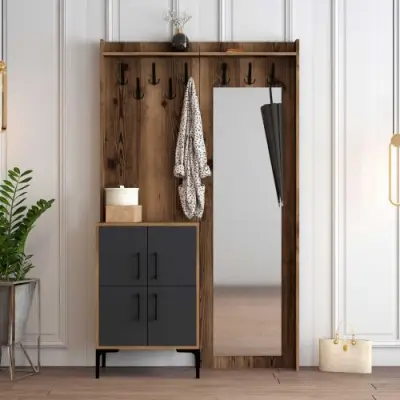 Berlin BC Kapstok | 100% MELAMINE | Walnoot, Antraciet – kavel bij Openbare Verkopen, Beveren-Leie