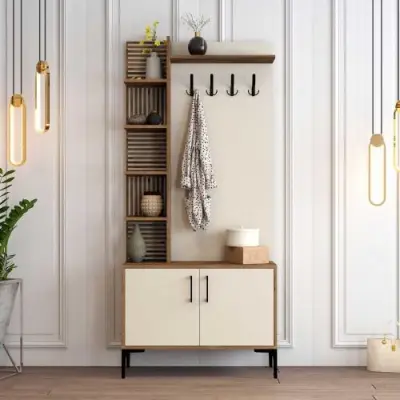 Viyana D Kapstok | 100% MELAMINE | Walnoot, Crème – kavel bij Openbare Verkopen, Beveren-Leie
