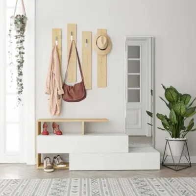 Ramda Kapstok | 100% MELAMINE | Wit, Eiken – kavel bij Openbare Verkopen, Beveren-Leie
