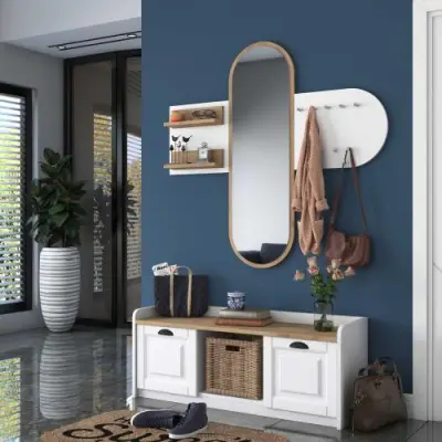 EE101 Kapstok | 100% MELAMINE | Wit, Walnoot – kavel bij Openbare Verkopen, Beveren-Leie