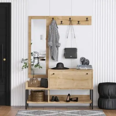 Nonso Schoenenkast | 100% MELAMINE | Saffier Eiken – kavel bij Openbare Verkopen, Beveren-Leie