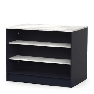 Keukeneiland Chester - 120x75x92cm - indigo/marmer – kavel bij Openbare Verkopen, Beveren-Leie