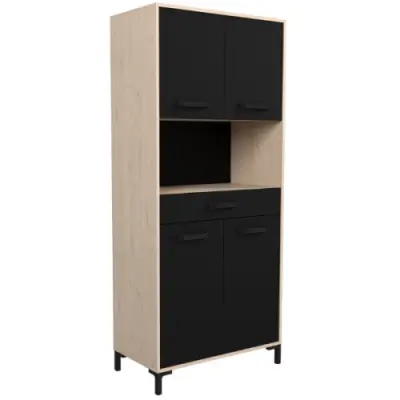 Buffetkast Felicity 80cm, 4 deuren & 1 lade - eikdecor/zwart – kavel bij Openbare Verkopen, Beveren-Leie