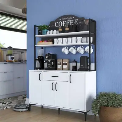 Multifunctionele Kast JE130 - 100% Melamine - Wit – kavel bij Openbare Verkopen, Beveren-Leie