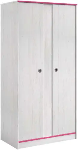 Kledingkast Smoozy 90cm 2 deuren - wit/roze of wit/blauw – kavel bij Openbare Verkopen, Beveren-Leie