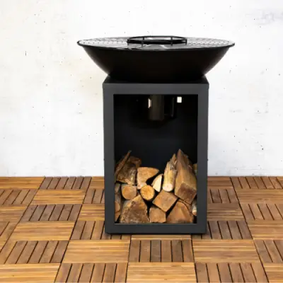 Vuurschaal Evelyn met grillplaat - 80x80x92 cm - Zwart – kavel bij Openbare Verkopen, Beveren-Leie