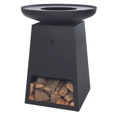 Barbecue met houtopslag Oryx staal - zwart – kavel bij Openbare Verkopen, Beveren-Leie