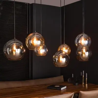 Hanglamp Glenn-chroom/amber/lichtgrijs – kavel bij Openbare Verkopen, Beveren-Leie