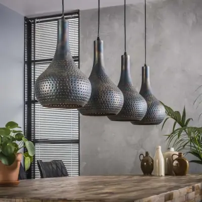 Hanglamp Cone 4 lampenkappen - zwart/bruin – kavel bij Openbare Verkopen, Beveren-Leie