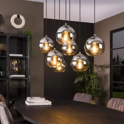 Hanglamp Bessy 7 lampkappen-Oud zilver – kavel bij Openbare Verkopen, Beveren-Leie