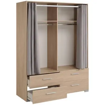 Kast Ekko 152cm met gordijnen - bruin – kavel bij Openbare Verkopen, Beveren-Leie