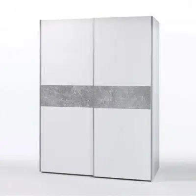 Kledingkast Salamanca 170cm met 2 deuren - wit/beton – kavel bij Openbare Verkopen, Beveren-Leie