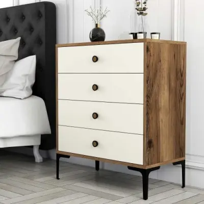 Lizbon D Dressoir | 100% MELAMINE | Walnoot, Crème – kavel bij Openbare Verkopen, Beveren-Leie