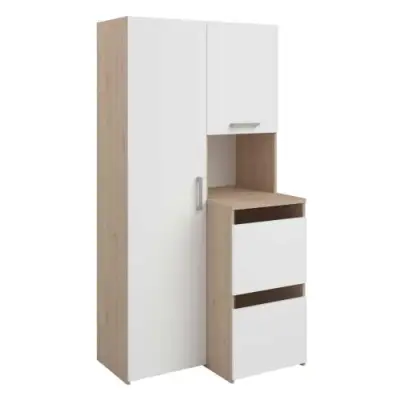 Opbergkast Laundry - 92x66x184cm - 4 deuren - eikdecor/wit – kavel bij Openbare Verkopen, Beveren-Leie
