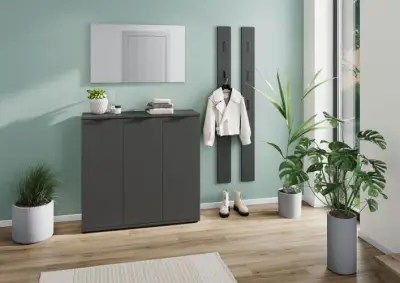 Schoenenkast Willian | 113 x 37 x 108 cm | Antracietkleurig – kavel bij Openbare Verkopen, Beveren-Leie