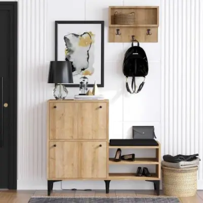 Bred Schoenenkast | 100% MELAMINE | Eiken – kavel bij Openbare Verkopen, Beveren-Leie