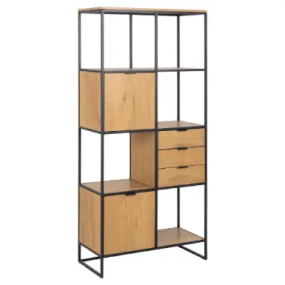Wandrek Swindon 183 cm 4 legplanken - eik/zwart – kavel bij Openbare Verkopen, Beveren-Leie