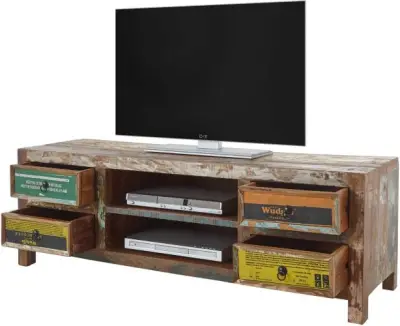 Tv-meubel Banksy 156cm met 4 lades - bruin – kavel bij Openbare Verkopen, Beveren-Leie