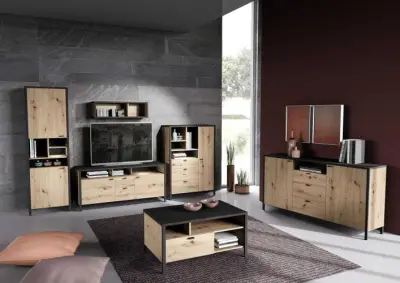 Tv-meubel In-Loft 164cm - oude eik/zwart – kavel bij Openbare Verkopen, Beveren-Leie
