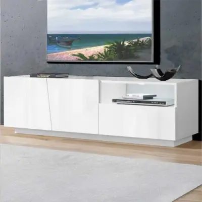 Tv-meubel Gavin 150 cm-hoogglans wit – kavel bij Openbare Verkopen, Beveren-Leie