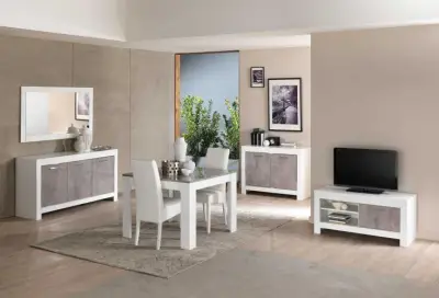 Tv-meubel Modena 112 cm - wit/beton – kavel bij Openbare Verkopen, Beveren-Leie