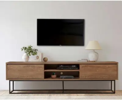 Rodez 180 TV-meubel | 100% MELAMINE | Walnoot, Zwart – kavel bij Openbare Verkopen, Beveren-Leie