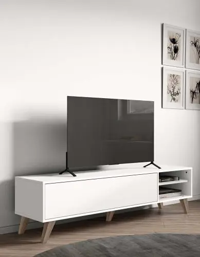 Tv-meubel Kim 165cm - wit – kavel bij Openbare Verkopen, Beveren-Leie