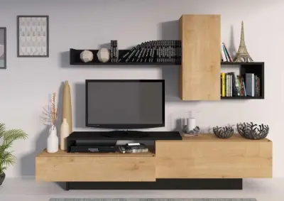 Tv-meubel Cosmit 240cm - eik/antraciet – kavel bij Openbare Verkopen, Beveren-Leie