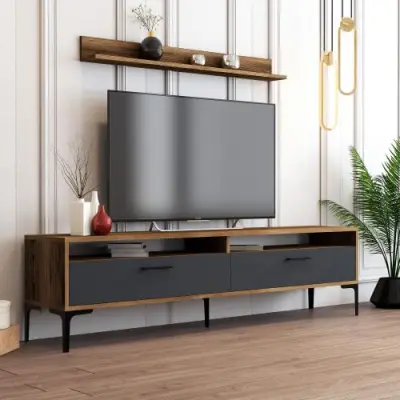 Istanbul TU TV-meubel | 100% MELAMINE | Walnoot, Antraciet – kavel bij Openbare Verkopen, Beveren-Leie