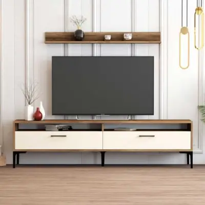 Istanbul TU TV-meubel | 100% MELAMINE | Walnoot, Crème – kavel bij Openbare Verkopen, Beveren-Leie