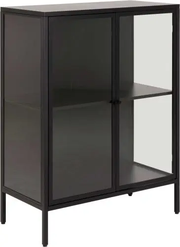 Vitrinekast Nebas 80cm, 2 deuren & 1 legplank - zwart – kavel bij Openbare Verkopen, Beveren-Leie