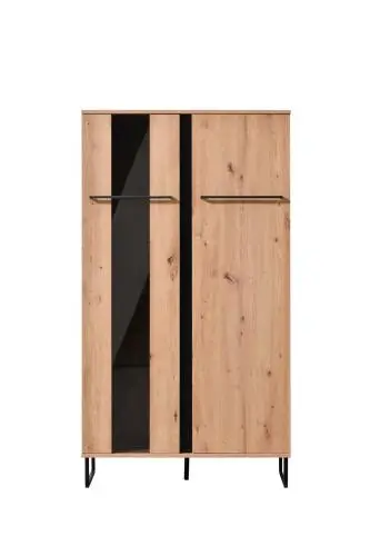 Vitrinekast Hoggas 84,5cm 2 deuren - eik/zwart – kavel bij Openbare Verkopen, Beveren-Leie
