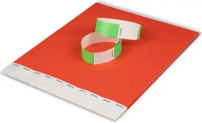 Papieren armbanden neon rood-groen – kavel bij Openbare Verkopen, Brugge