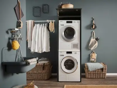 Wasmachinekast Laundreezy | 68 x 68 x 200 cm | Antraciet – kavel bij Openbare Verkopen, Beveren-Leie