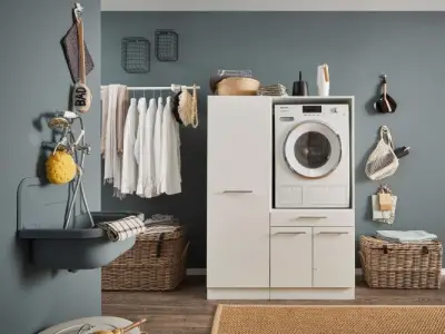 Kolomkast voor wasmachinekasten Laundreezy | 50 x 68 x 162 cm | Wit – kavel bij Openbare Verkopen, Beveren-Leie