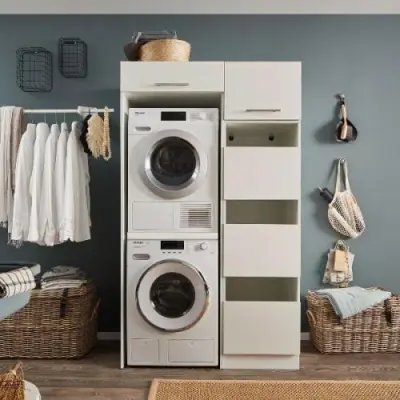 Kolomkast voor wasmachinekasten Laundreezy | 50 x 68 x 162 cm | Wit – kavel bij Openbare Verkopen, Beveren-Leie