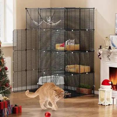 Grote dierenkooi metaal 4 niveaus Metaal zwart – kavel bij Openbare Verkopen, Brugge