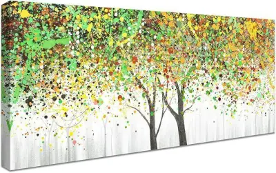 Kleurrijke levensboom ingelijste canvasprint – kavel bij Openbare Verkopen, Brugge