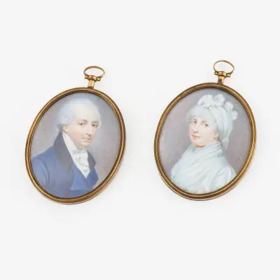 A pair of oval miniatures portraits of a man and a woman. First half of the 19th century – kavel bij Bernaerts, Antwerp