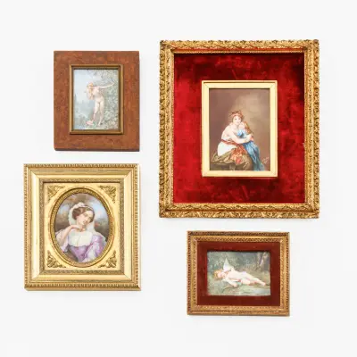 Four miniature paintings, c. 1900 – kavel bij Bernaerts, Antwerp