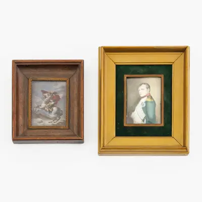 Two miniatures depicting Napoleon. 1. Depicted in profile, half-length – kavel bij Bernaerts, Antwerp