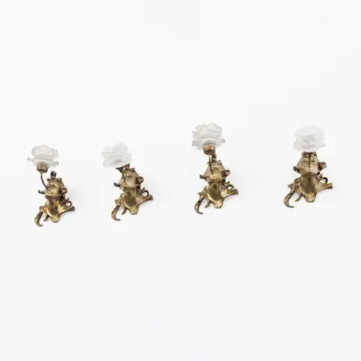 Four Art Nouveau period bronze wall lights in the shape of a womanshead – kavel bij Bernaerts, Antwerp