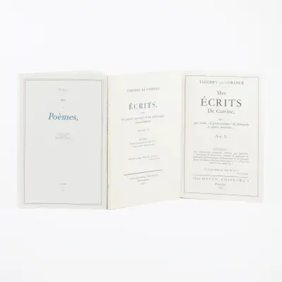 Thierry de Cordier - Marc de Poèmes (Ecrits préliminaires, Volume 3). Ghent, Ludion, 2005. 8vo – kavel bij Bernaerts, Antwerp