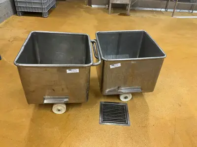 Stainless steel rolling bin (2) – kavel bij Dome Auctions, Kingersheim