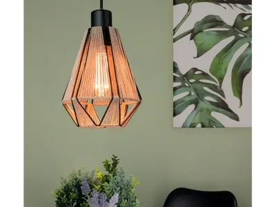 3x Hanglamp - E27 - 17 cm, EGLO, adwickle, zwart/bruin – kavel bij Onlineveilingmeester