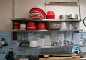 Set roestvrijstalen planken met keukengerei – kavel bij Nl.clicpublic