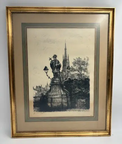 Ets / Lithografie Jules Van de Veegaete – Gecertificeerd (8/100) – kavel bij De Kringwinkel, Gent